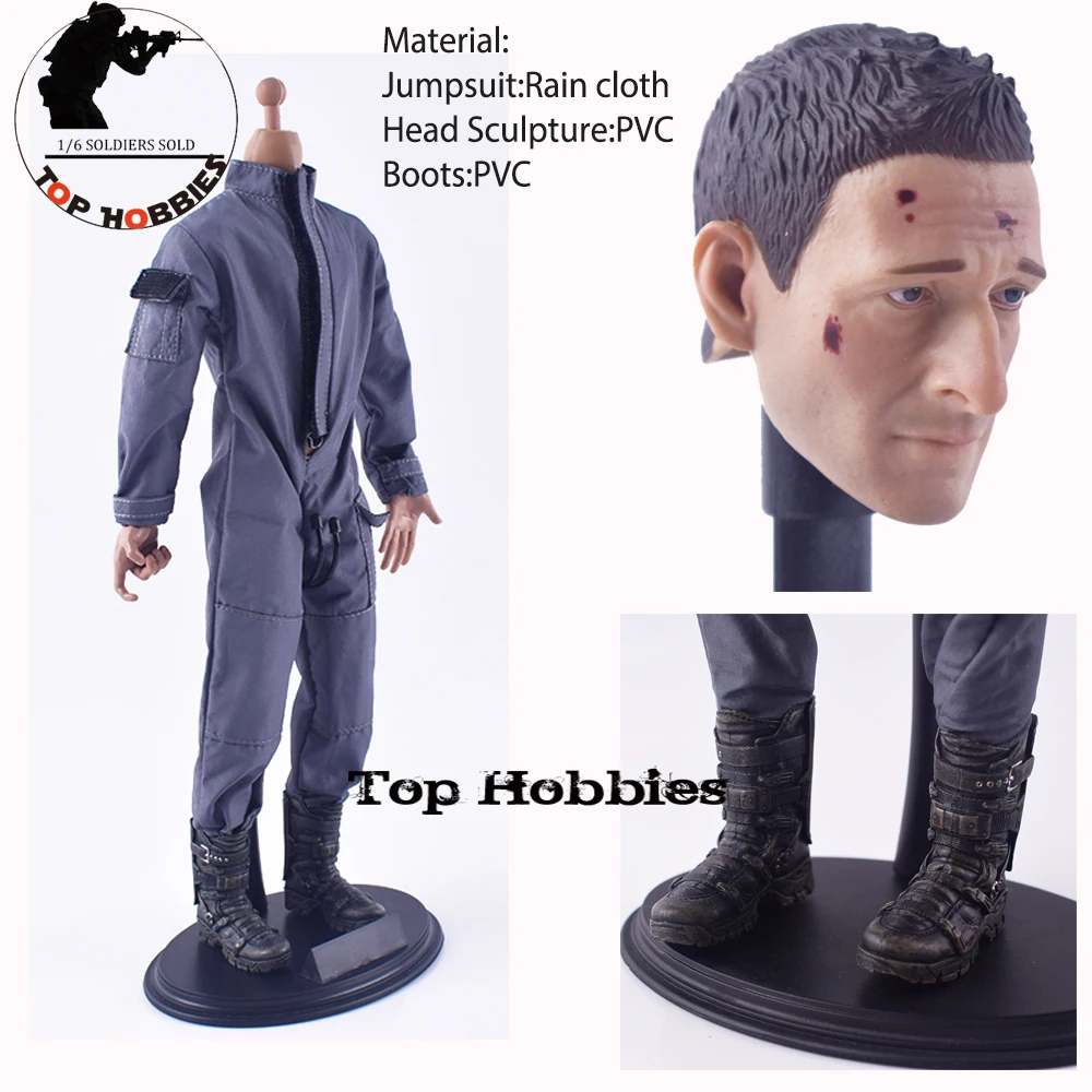 1/6 Sca Male Head Sculpture Carving Royce Battle Grey Coverall Jumpsuit COOMODEL Muscle Body Falcon Combat Boots 12“Figure | Игрушки и