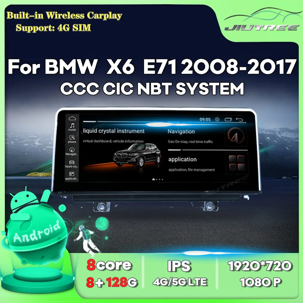 

10.25 Inch Android Car Radio For BMW X6 E71 2008-2017 CCC CIC NBT System GPS Navigation Auto Stereo DVD Video Multimedia player