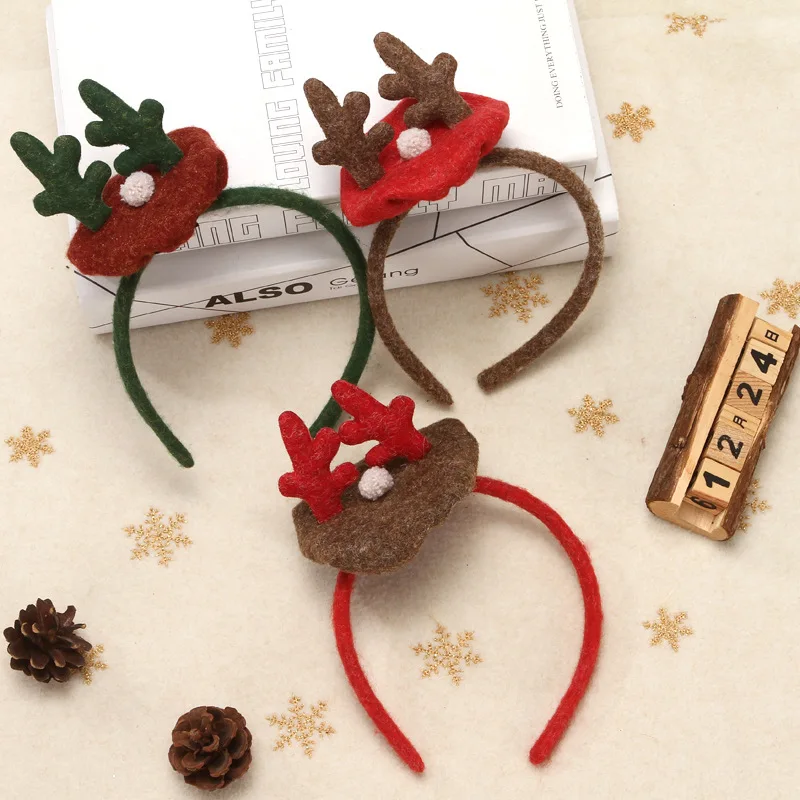 

New Christmas Deer Antler Hair Band Hot Sale Wash Face Lady Band Hairbands Plush Warmth Red Brown Girl Headwear Christmas Gift