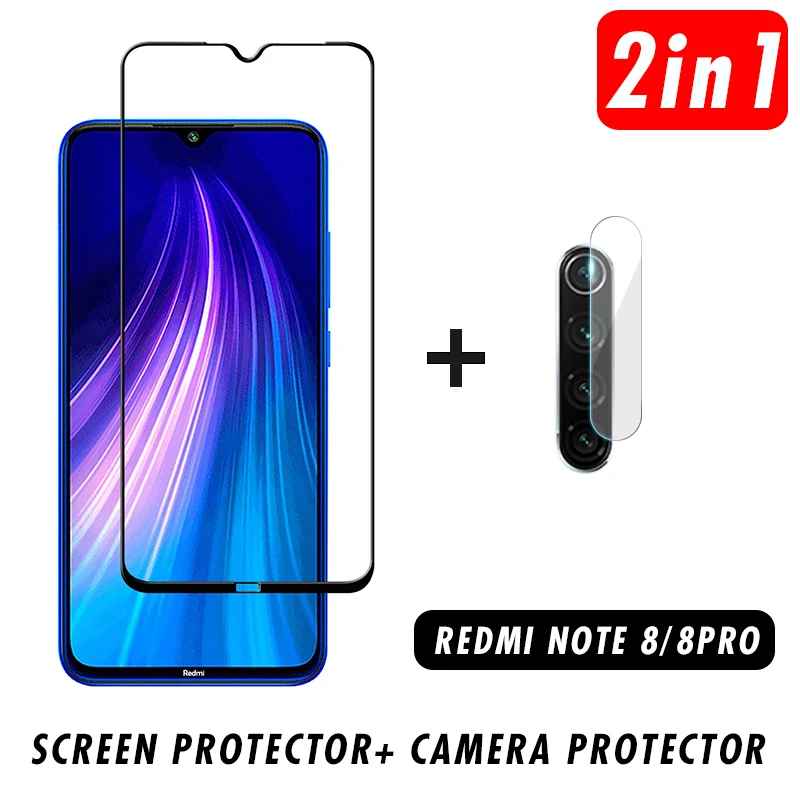 Защитное стекло закаленное для Xiaomi Redmi Note 8 Pro/9D 2 в 1|Защитные стёкла и плёнки