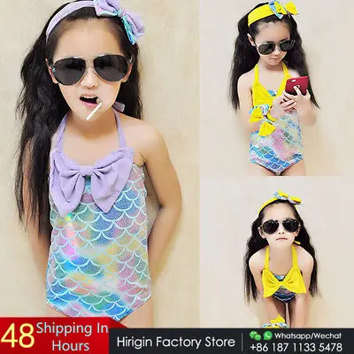 Купальный костюм для девочек 2 7 лет летние цельные костюмы разных цветов с бантом