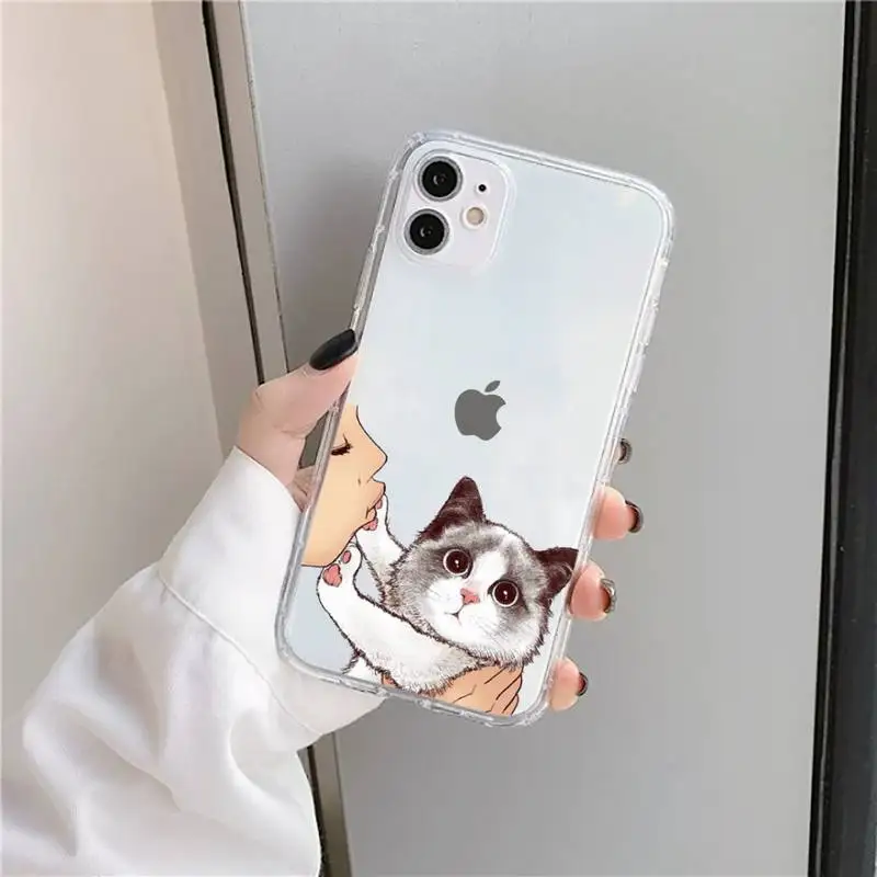 

No Kisses cute black Cat animal Phone Case Transparent soft For iphone 5 5s 5c se 6 6s 7 8 11 12 plus mini x xs xr pro max