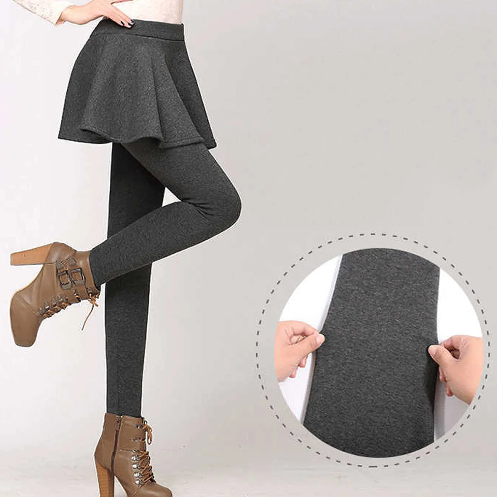 

New One-piece culottes Women Autumn Winter Tight Plus Velvet Thicken Skirt Pants Stretch Slim Leggings Leggins Anticelulitis