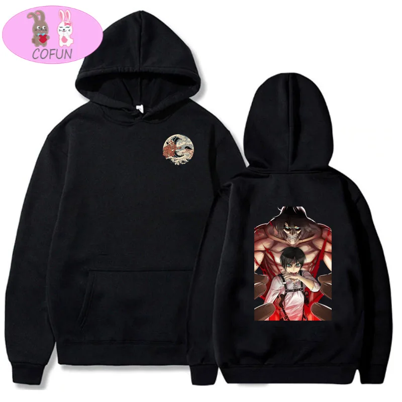

COFUN Hot Anime Attack On Titan Eren Jaeger Printed Fashion Hoodies Pullover Harajuku Hooded Sweatershirt Unisex