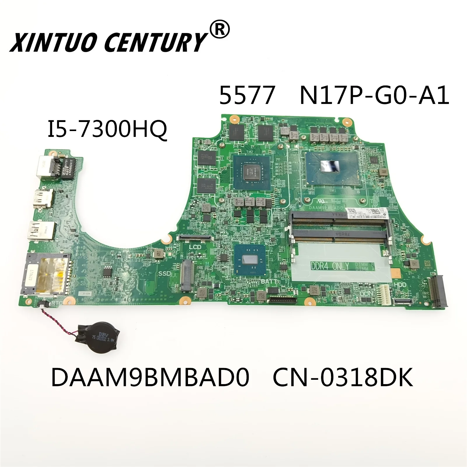 

DAAM9BMBAD0 CN-0318DK 0318DK 318DK For DELL Inspiron 5577 Motherboard GTX1050 4GB I5-7300HQ 2.5GHz CPU TESTED PERFECTLY