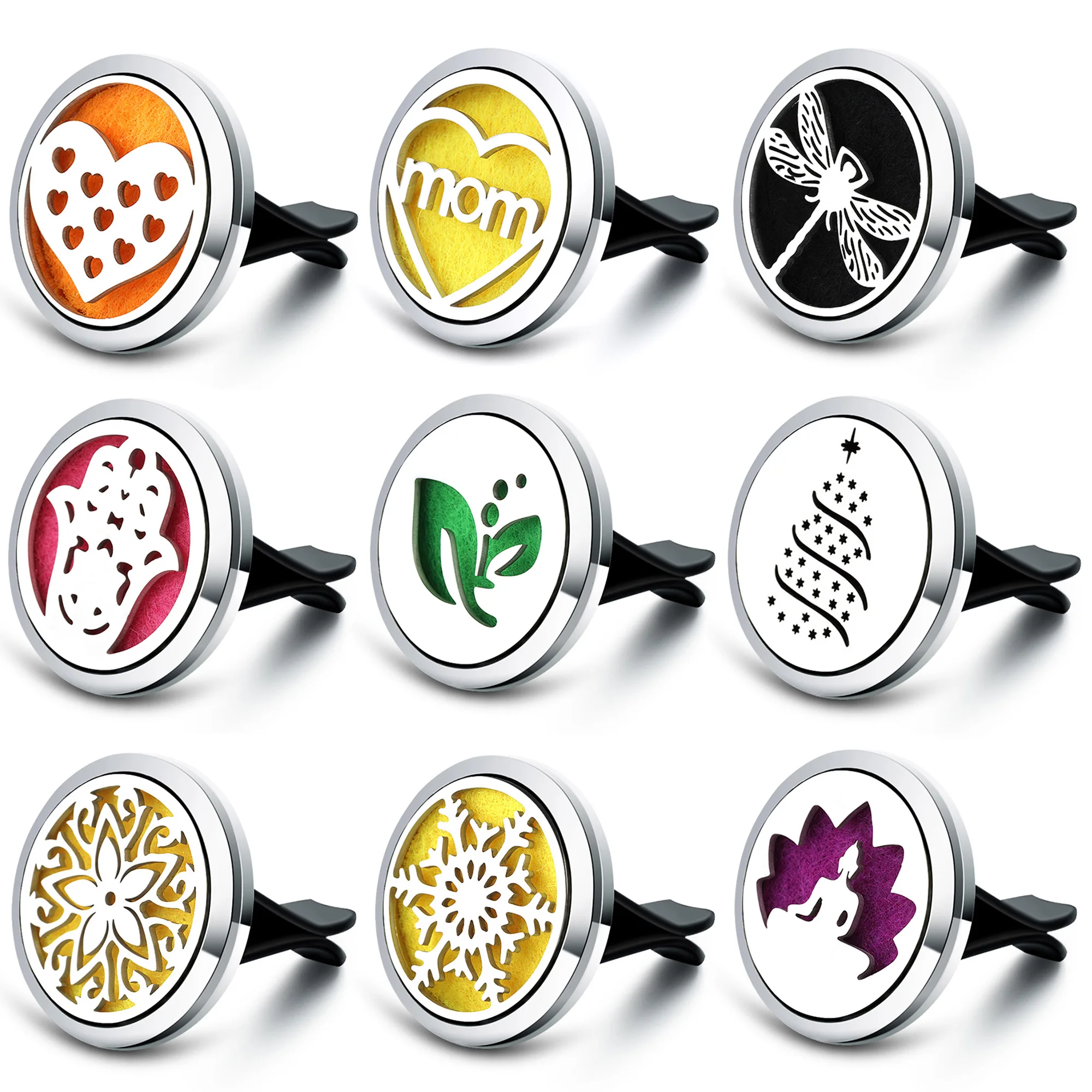 

New Variety Style Christmas Tree Snowflake Car Air Freshener Clip Aromatherapy Essential Oil Perfume Locket Car Pendant Jewelry