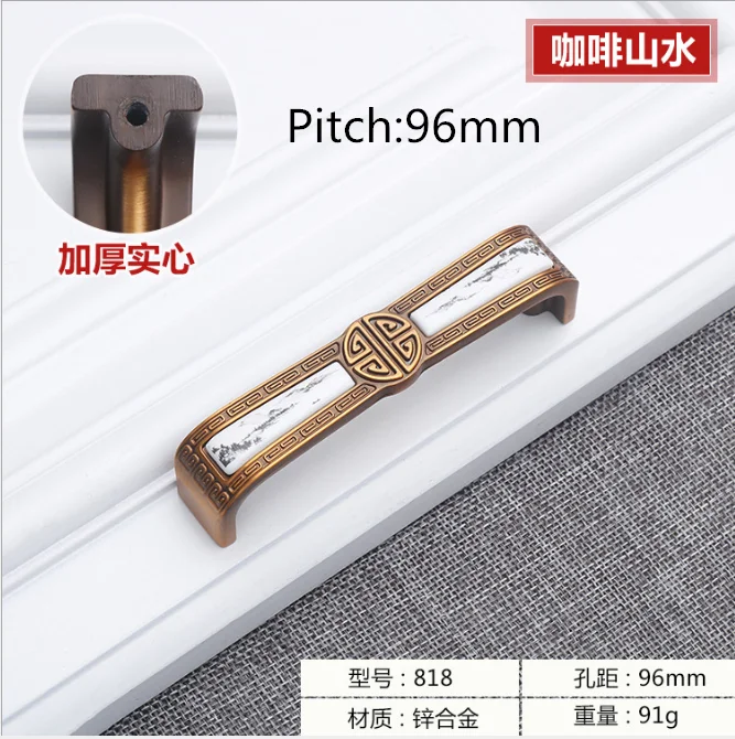 96mm 3,75 ''5'' деревенские кухонные ручки рукоятки в античном стиле бронзовые керамические цветочные нажимные дверные ручки шкафа тянет ручка комода Аппаратные средства - Цвет: 96mm