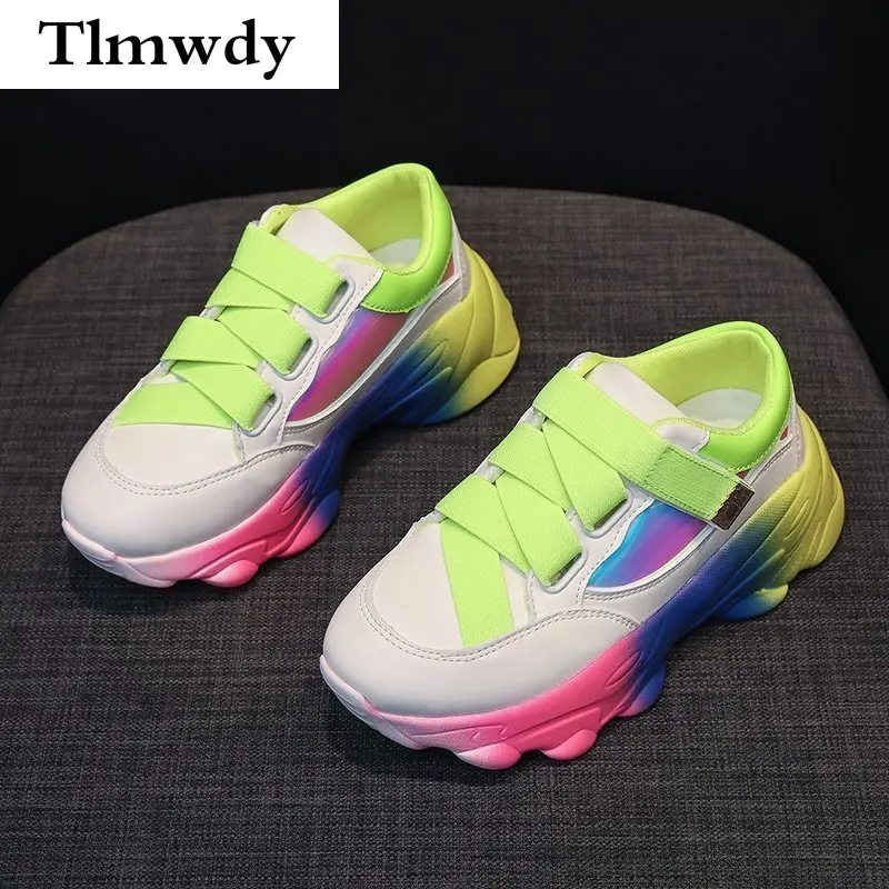

2021 Fashion Round Toe Vulcanized Shoes Women Flat Sneakers New Platform Shoes Comfortable Walking Casual Shoes Zapatillas Mujer