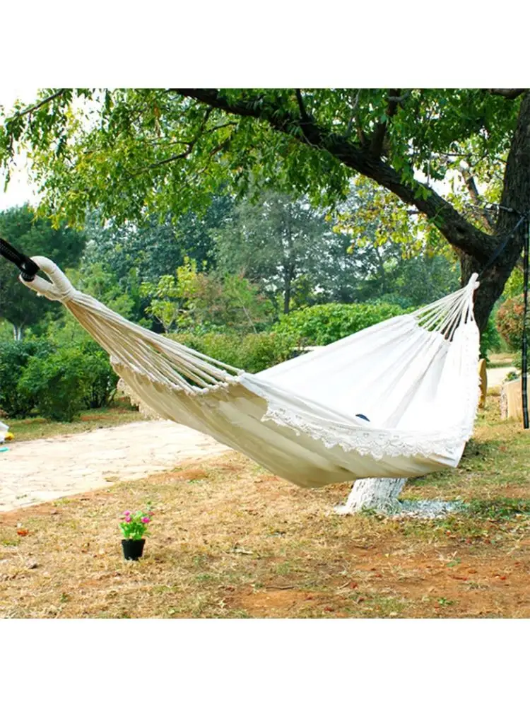 

Outdoor Camping Hammock Swing Portable Hanging Chair Pure White Romantic Lace For Travel Hiking Garden Sleeping Swing Portable