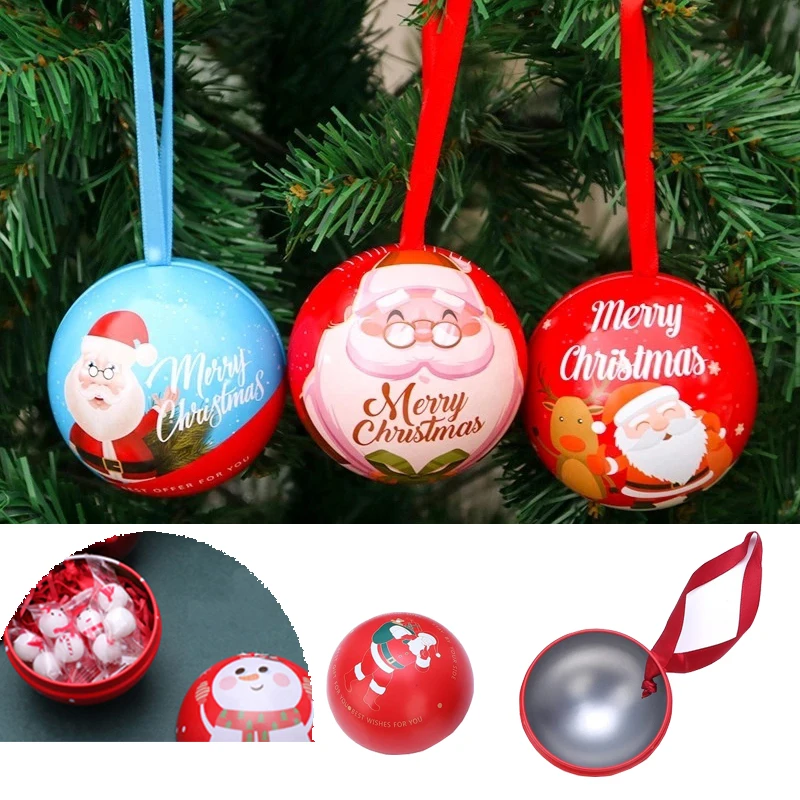 

Christmas Gift Box Christmas Iron Ball Round Ball Candy Box Christmas Candy Packaging Tin Box Navidad Candy Box Home Decoration