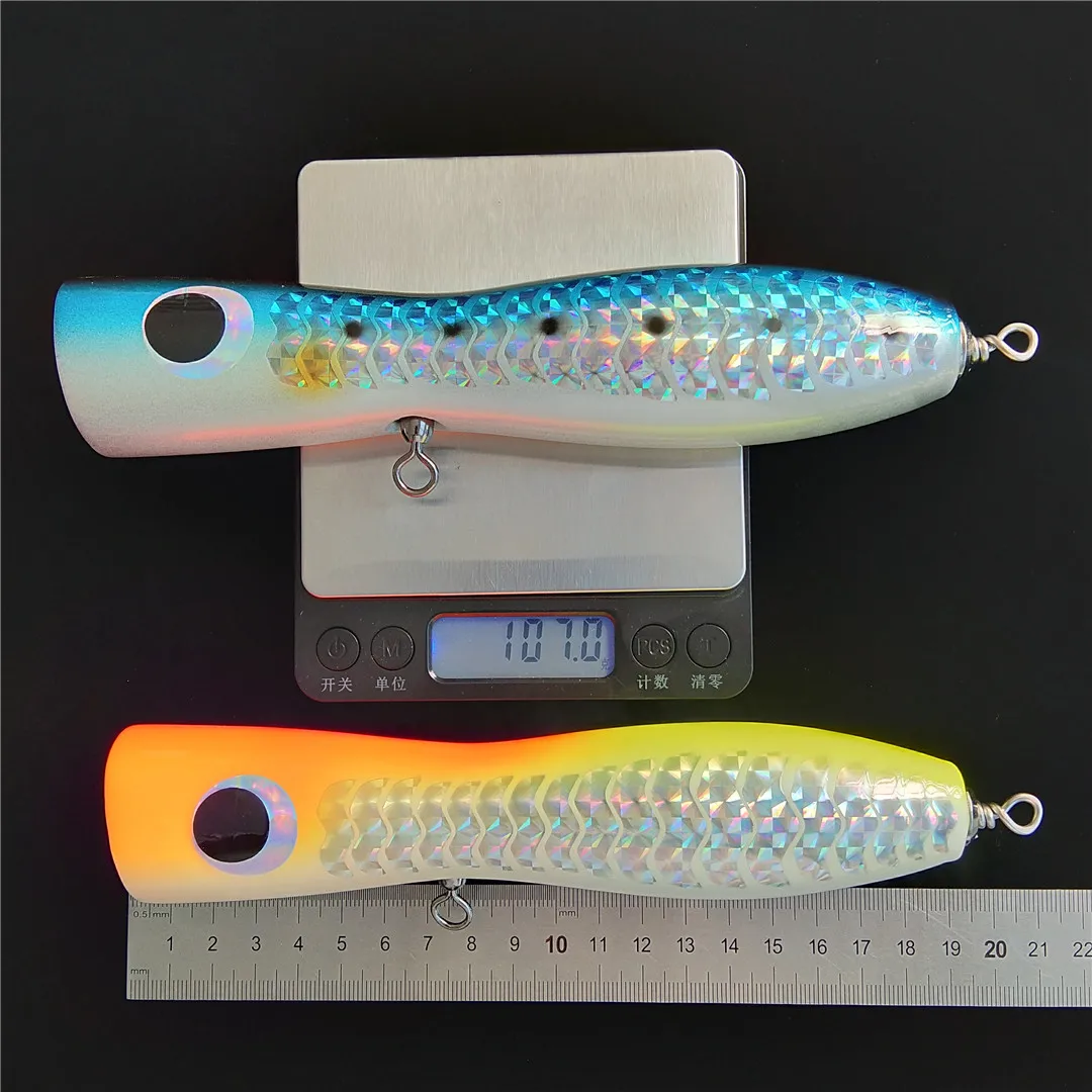 

Swolfy 3pcs 18cm 100g Sea Fishing Big Wooden Popper Fishing Lures Top Water Hard Bait Poper Crankbait Wobblers For Pike Bass