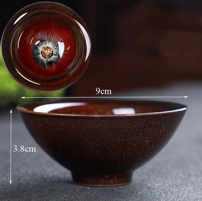 

2Pcs/Lot Simple Temmoku Glazed Teacups Ceramic Small Water Mug Creative Master Coffee Cup Office Tea Set Kung Fu Drinkware