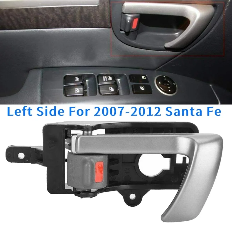 Front or Rear Left and right Side Interior Inner Door Handle for 2007-2012 Hyundai Santa Fe with Gray Knob 82610-2B010