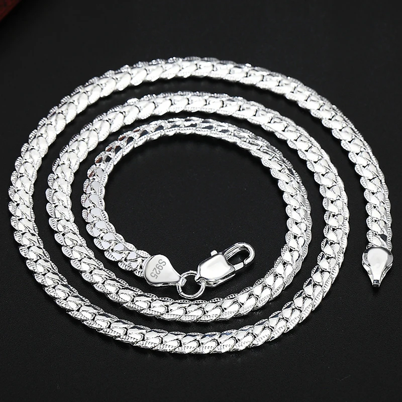 

AGTEFFER Wholesale Price 6MM Full Sideways Necklace for Women Men 925 Sterling Silver Jewelry Snake Chain Necklaces Gift