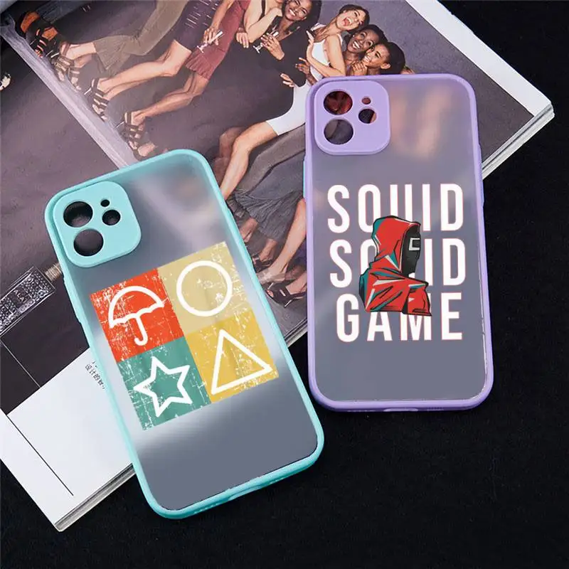 

Squid Game Phone Case For iPhone 12 11 Mini Pro XR XS Max 7 8 Plus X Matte transparent blue Back Cover