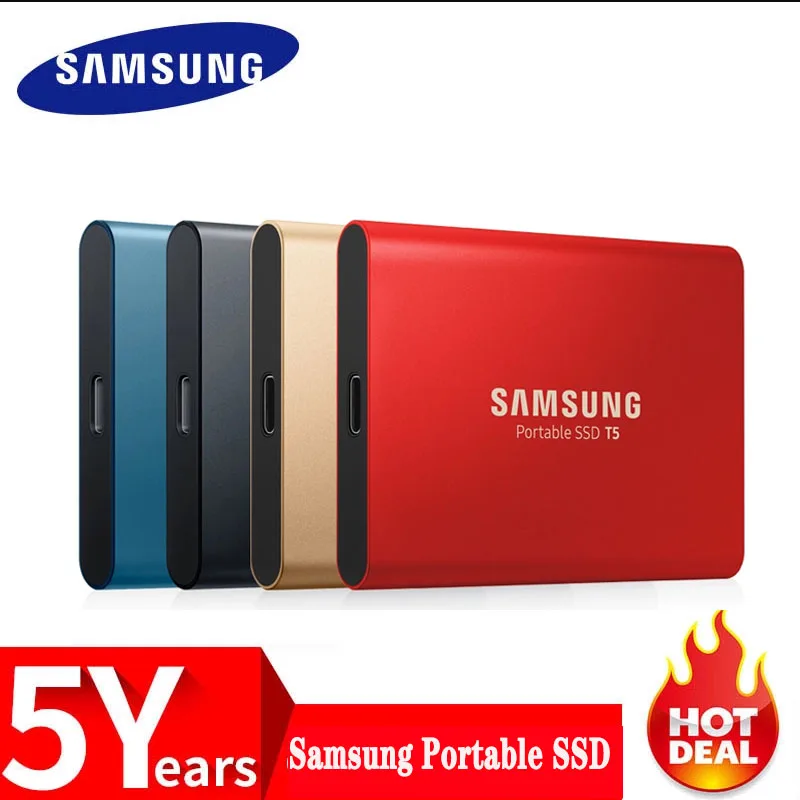 Samsung T5 портативный SSD 250 ГБ 500 1 ТБ 2 ТБ USB3.1 Внешние накопители USB 3,1 Gen2 и обратная совместимость с USB для ПК