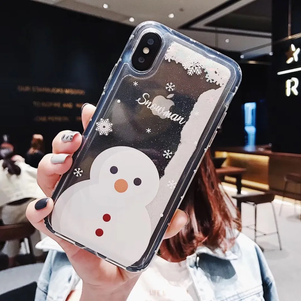 Прекрасный Рождественский чехол для iPhone 7 8 6 6S Plus Мягкий ТПУ зыбучий песок чехол для iPhone X Xr Xs максимальный чехол год