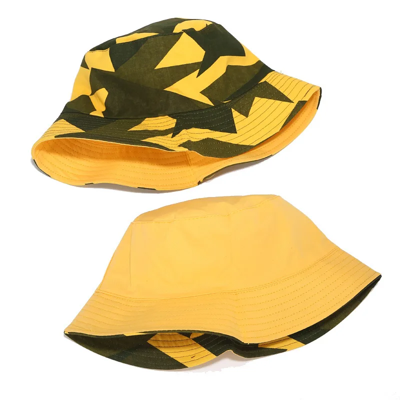 

Fashion Fisherman Bucket Hats Camouflage Print Women Double-sided Bob Female Sunshade Caps Travel Folding Sunscreen Hunting Cap