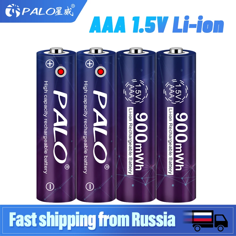 PALO 1 5 V литиевая батарея AAA Батарея 900mwh литий ионный аккумулятор перезаряжаемый