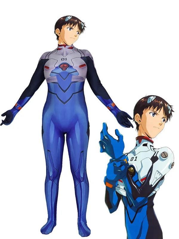Костюм супергероя для косплея EVA Shinji облегающий костюм на Хэллоуин комбинезоны