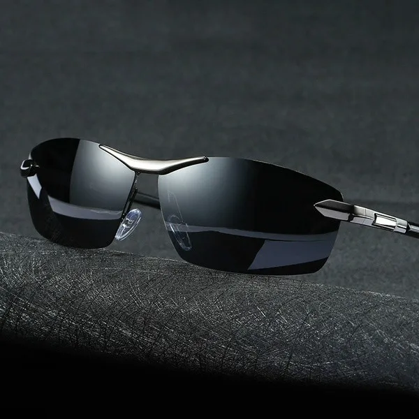 Очки солнцезащитные мужские в стиле ретро без оправы с поляризационными