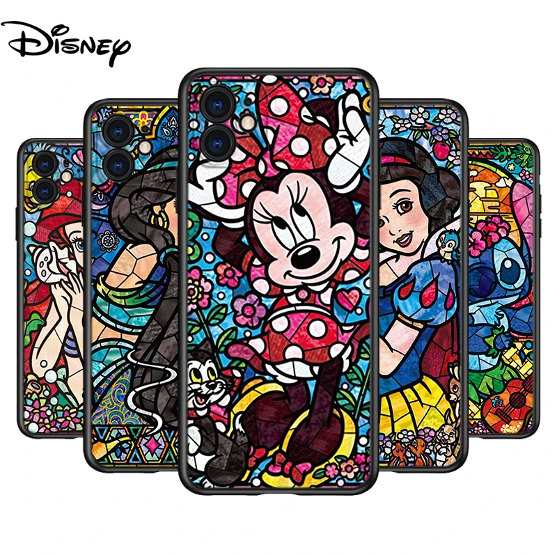 Silicone Cover Mosaic Stitch Princess For Apple iPhone 14 13 12 Mini 11 Pro XS MAX XR X 8 7 Plus SE 6S Black Phone Case