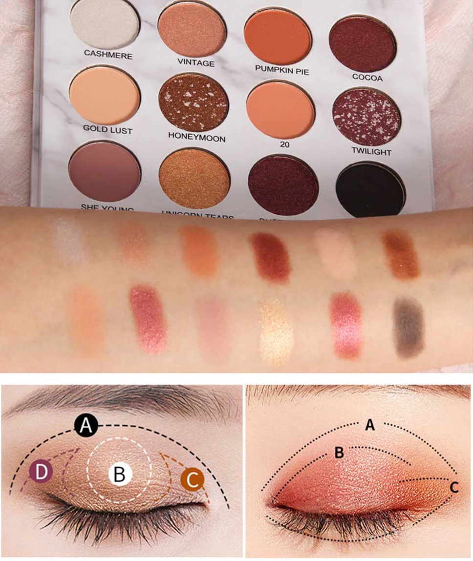 16 Colors Waterproof Long Lasting Highly Pigmented Glitter Eyeshadow Makeup Glitter Shiny Eyeshadow Palette Waterproof Cosmetic