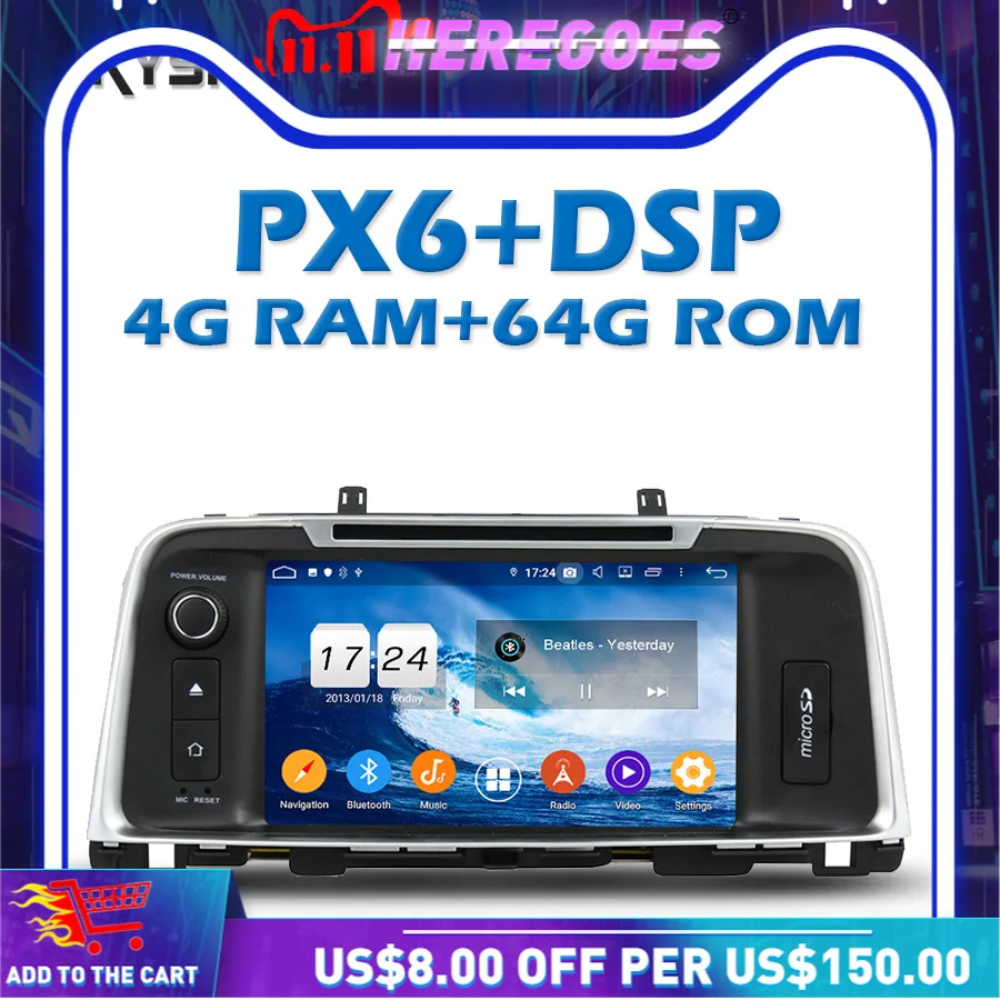 PX6 IPS DSP Android 9 0 64 ГБ + 4 Гб ОЗУ 6 ядерный автомобильный DVD плеер GPS карта RDS радио Wifi