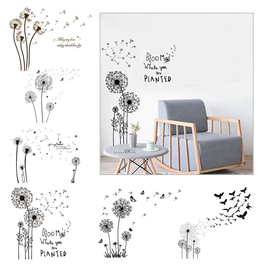 DIY ПВХ Одуванчик Бабочка Наклейка на стену клейкие обои художественная роспись