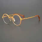 Очки в титановой оправе для мужчин и женщин, круглые Брендовые очки в японском стиле ретро, с прозрачными линзами по рецепту