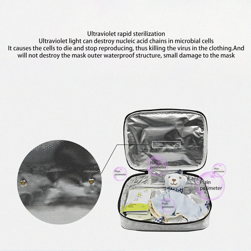 

Portable UV Sanitizer USB Rechargeable LED UV Disinfection Bag For Reusable Masks Baby Bottle Beauty Tools Sterilization