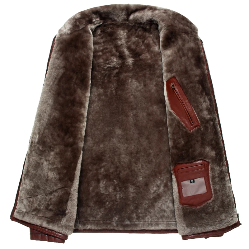 Мужская куртка из натуральной коровьей кожи зимнее пальто с натуральным мехом