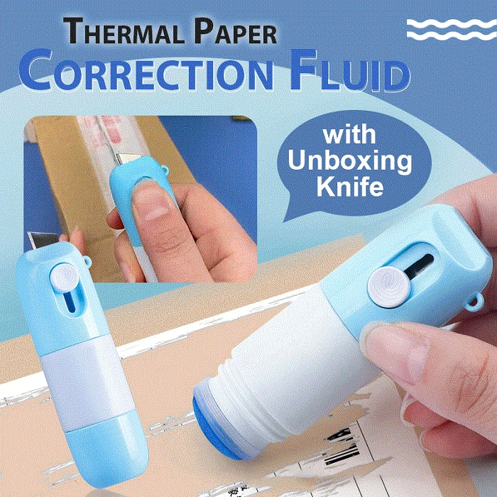 

10ML Thermal Paper Correction Fluid with Unboxing Knife Fluide correcteur pour papier thermique avec couteau de déballage