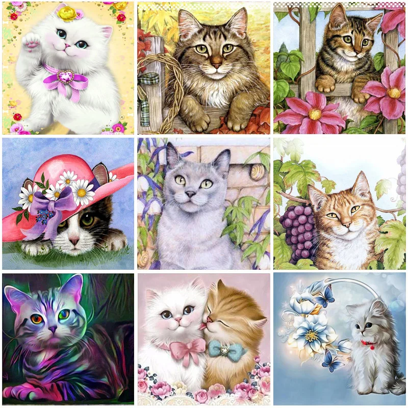 DIY 5D алмазная картина кошка вышивка крестом Полный Круглый дрель мозаика стразы