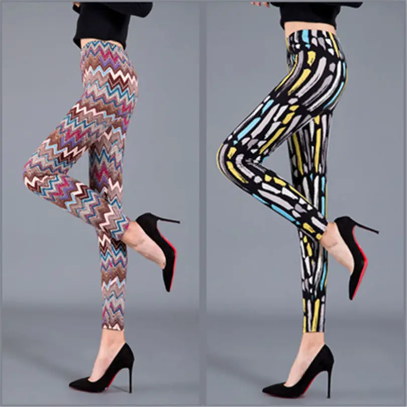 Women's Leggings Pattern print elastic leggings high waist  Yoga Fitness Push Up bottom pants