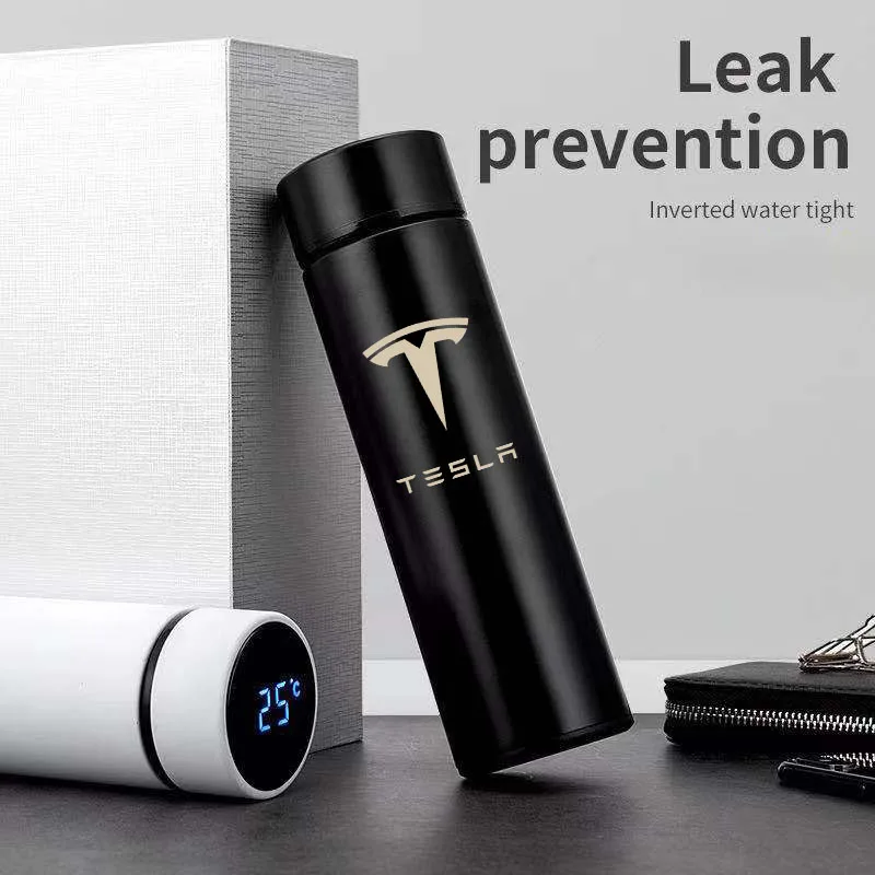 

Display Temperature Stainless Steel Thermos Bottle For Tesla Model S Tesla Model 3 X Y Travel Thermos Mug Office coffee cup