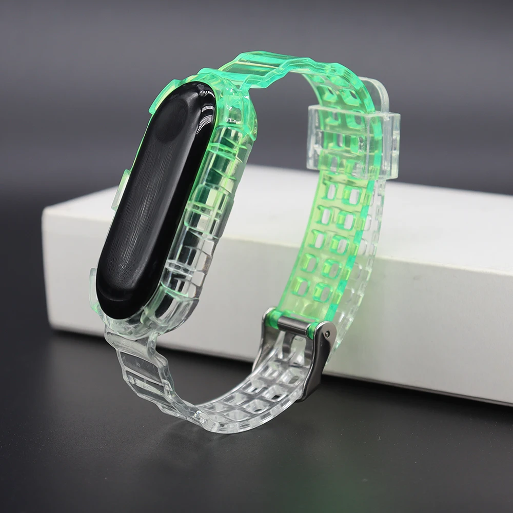 

Transparent Glacier Strap For XiaoMi band 3 4 6 5 Color gradient Wristband for Mi Band 4 6 5 Silicone Bracelet Replacement strap