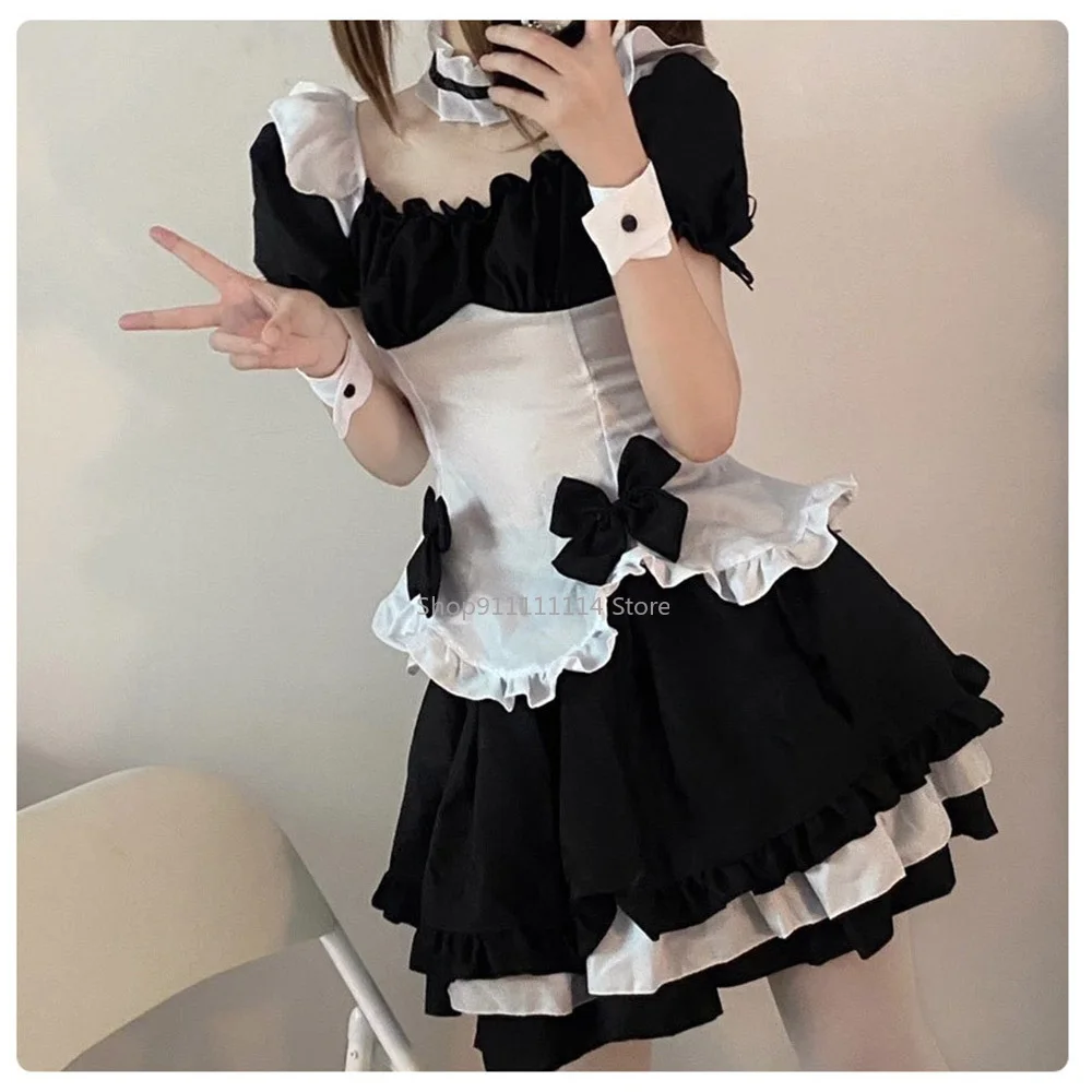 Костюм черно-белой шоколадной горничной для косплея юбка в стиле &quotЛолита&quot с