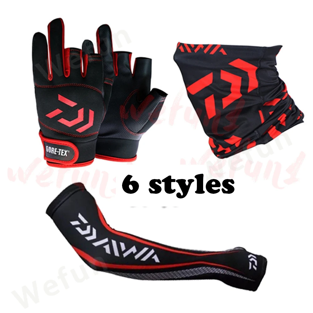 

Daiwa Fishing Gloves sleeves Headband Set wear resistant gloves windproof Headband Ice silk mask cycling hiking camping scarf