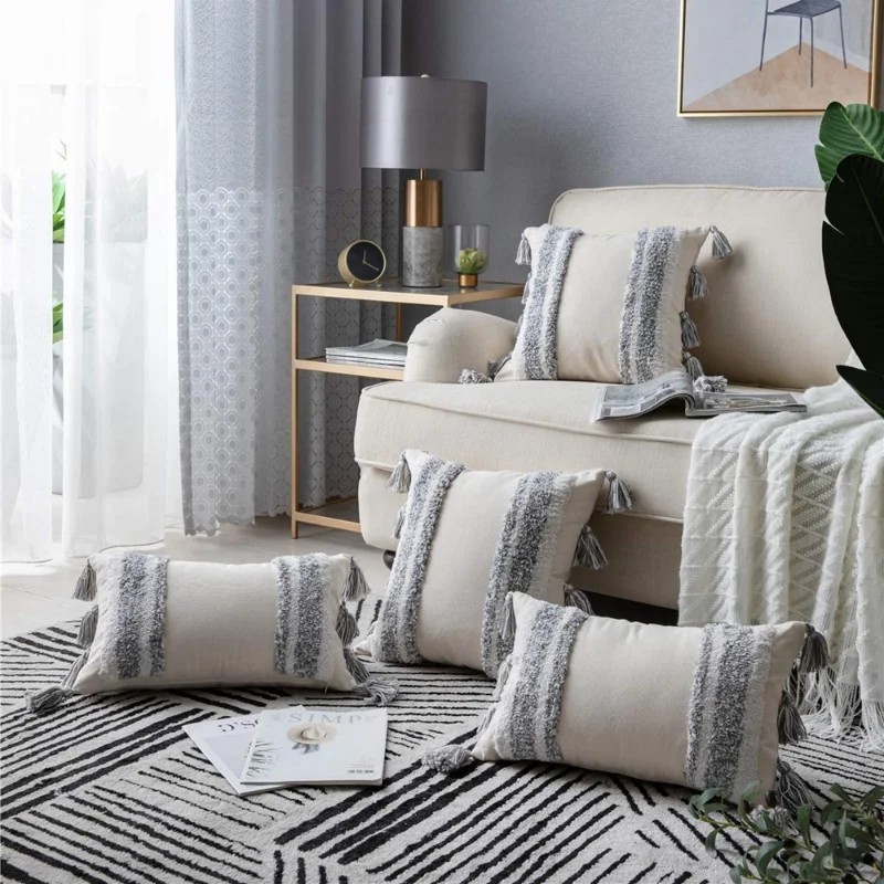 

Moroccan Tufted Bohemian Pillowcase 45x45cm Pillowcase Woven Tassel Comfort Pillowcase Decorative Cushion Cover