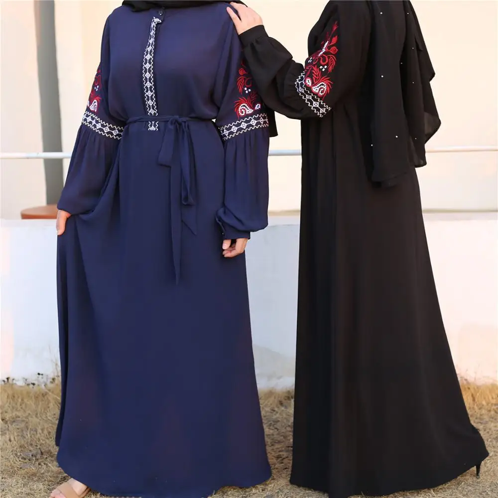 

Embroidery Abaya Chiffon Kimono Muslim Full Dresses Hijab Turkish Cardigan Long Robes Tunic Marocain Eid Ramadan Arab Islamic