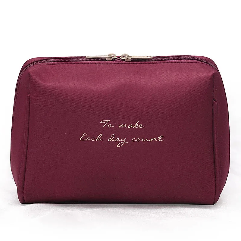 

SHIYUN Fashionable Simple Nylon Waterproof Cosmetic Bag Storage Bag Travel Carrying Case Wash Small Solid Color Cosmetic Bag