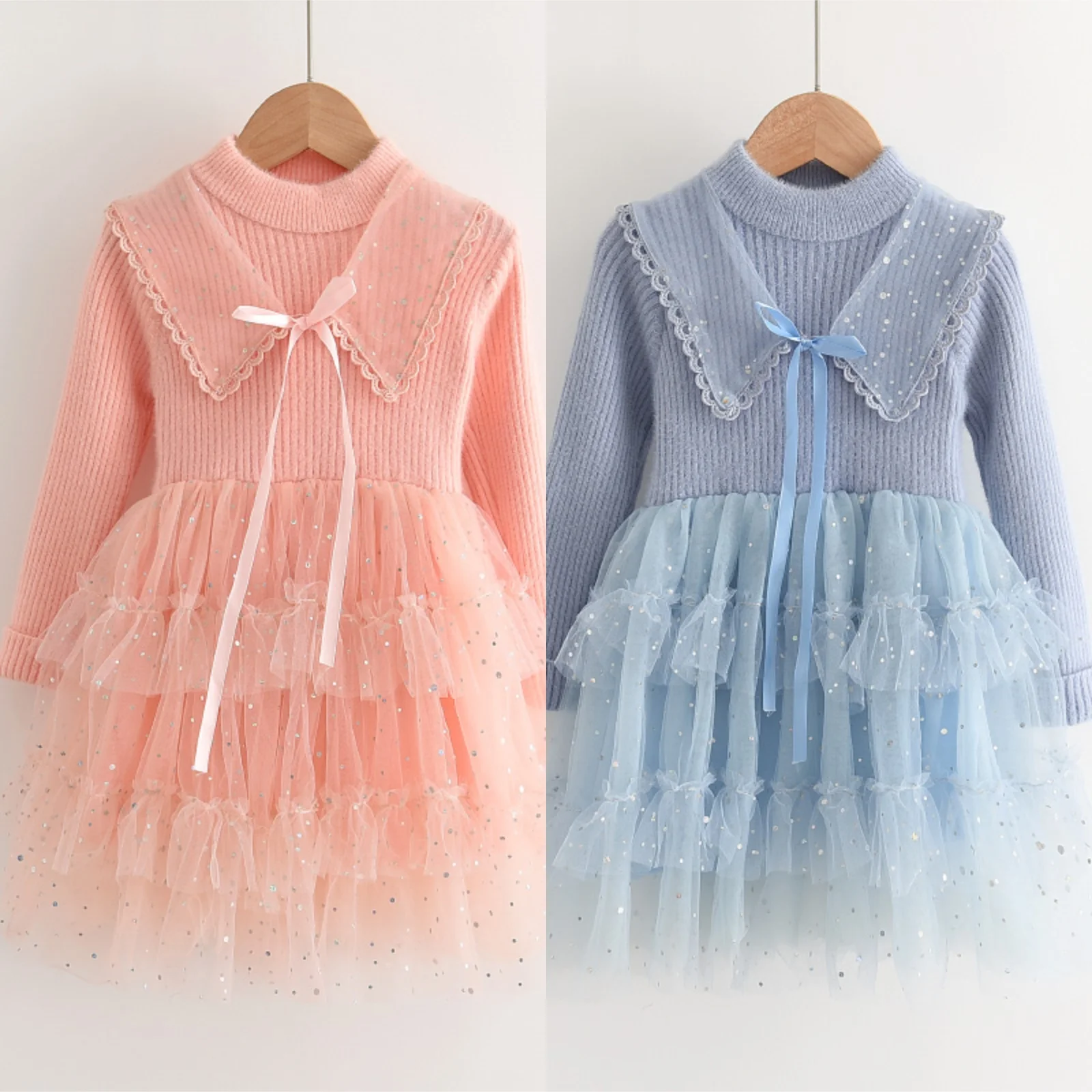 

Keelorn Girls Princess Dresses Autumn Children Lace Mesh Patchwork Birthday Party Costumes Kids Baby Long Sleeve Vestidos