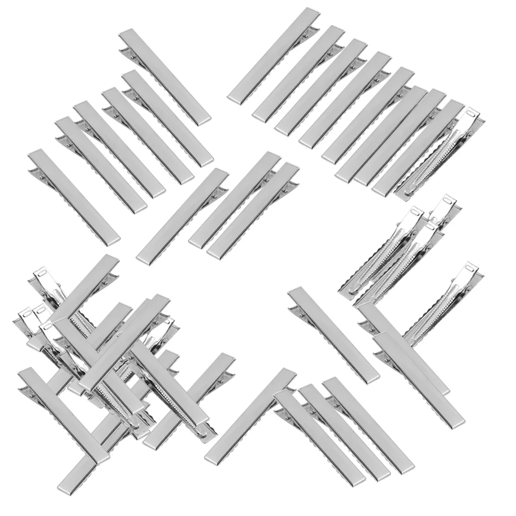 

50 Pieces Assorted Size Flat Square Metal Duckbill Hair Clips Headwear Accessories