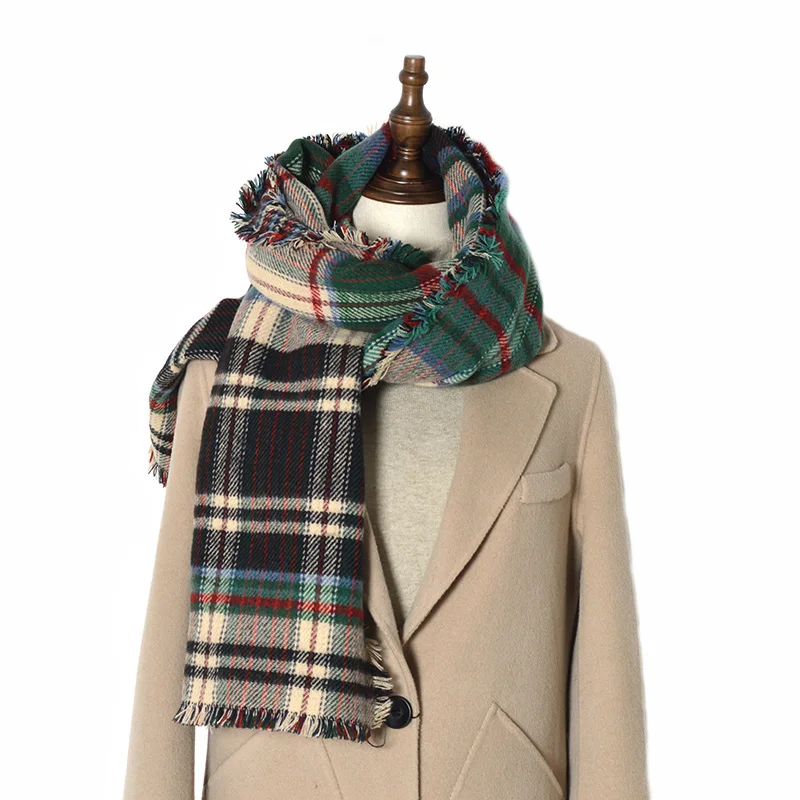 

2020 Colorful plaid scarves cashmere cape women's winter blanket scarf shawl women warm shawl