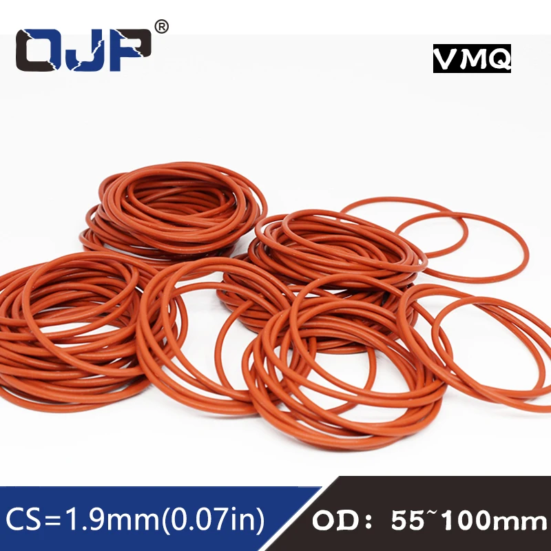 

Red Silicon Ring Silicone O ring 1.9mm Thickness OD55/60/65/70/75/80/85/90/95/100mm Rubber O-Ring Seal Gaskets O Ring Washer