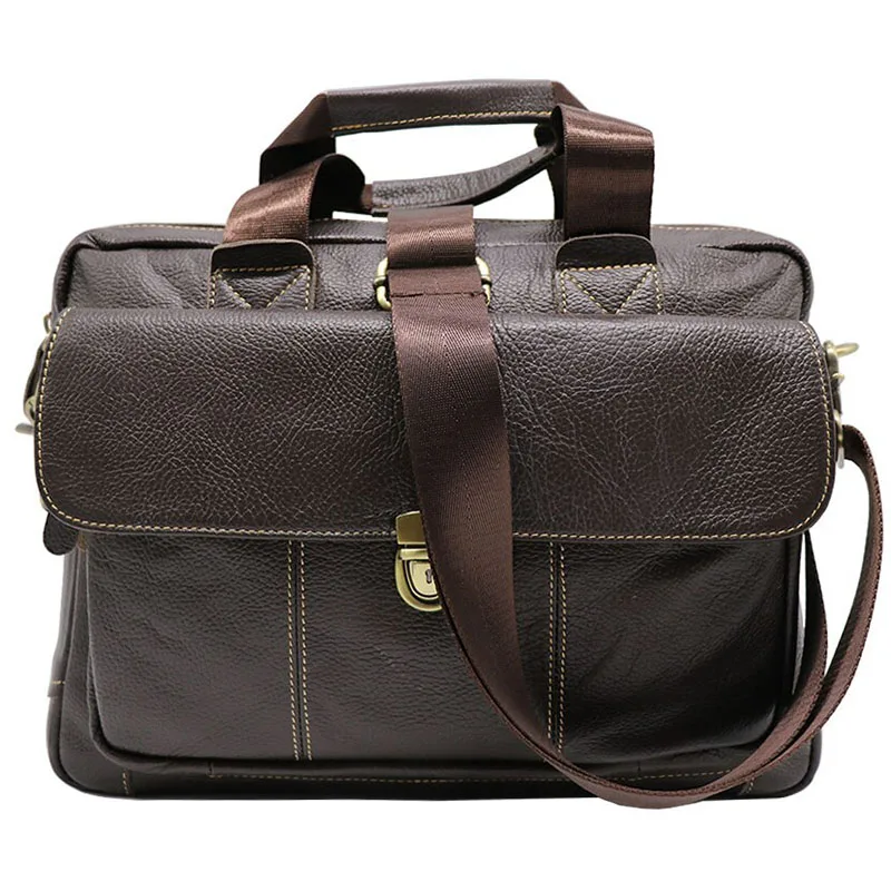 

New Men Top-handle Handbag 15' Laptop Computer Business Briefcase Genuine Leather Men Crossbody Shoulder Bag
