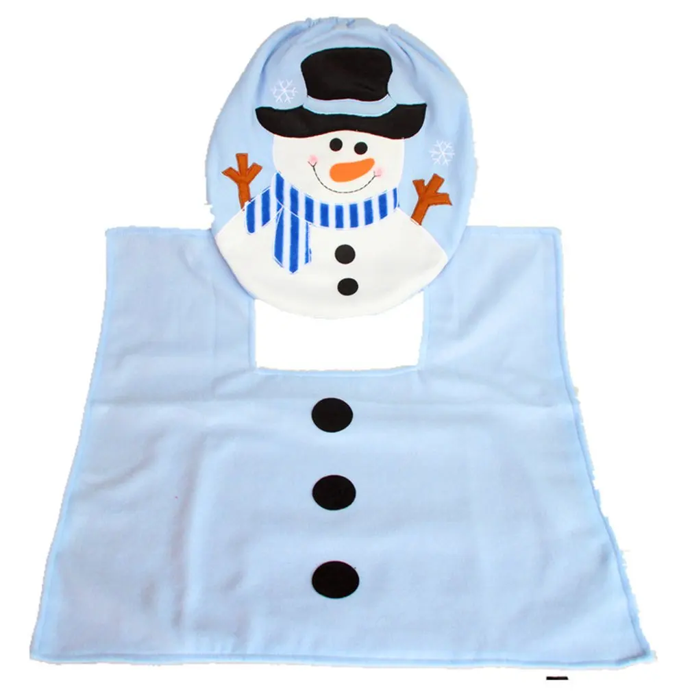 

Toilet Seat Cover Christmas Snowman Rug Christmas Toilet Lid Case Bathroom Mat Xmas Decorative Gifts