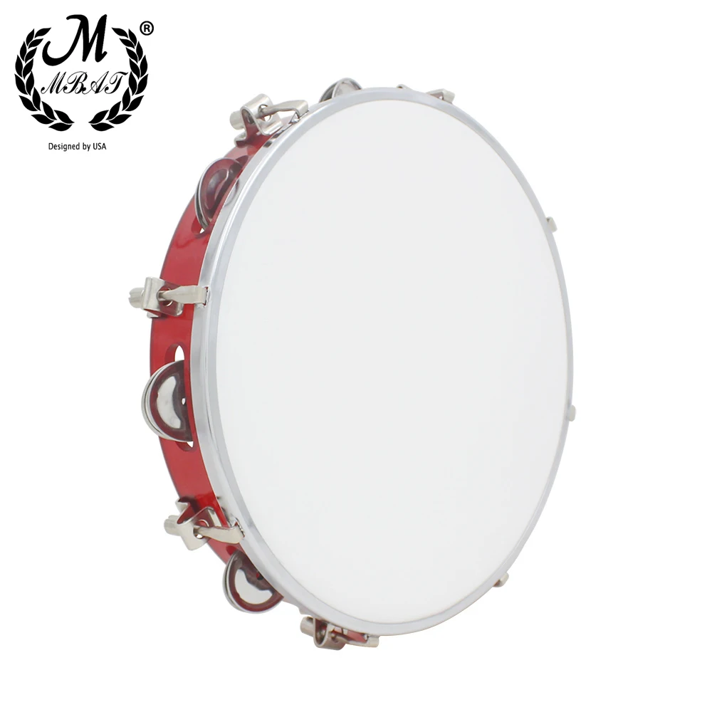

M MBAT Adjustable Tambourine Percussion Instrument Red Hand Drum With Jingle Bells Kids Music Gifts Children's Educational Toys