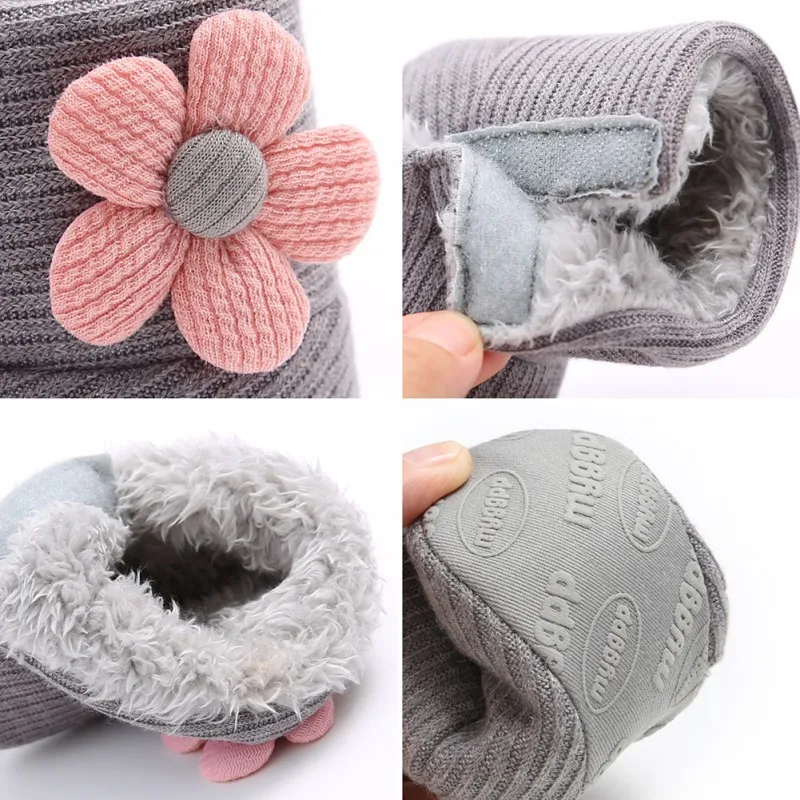 Зимние теплые вязаные ботинки для новорожденных Обувь маленьких мальчиков и